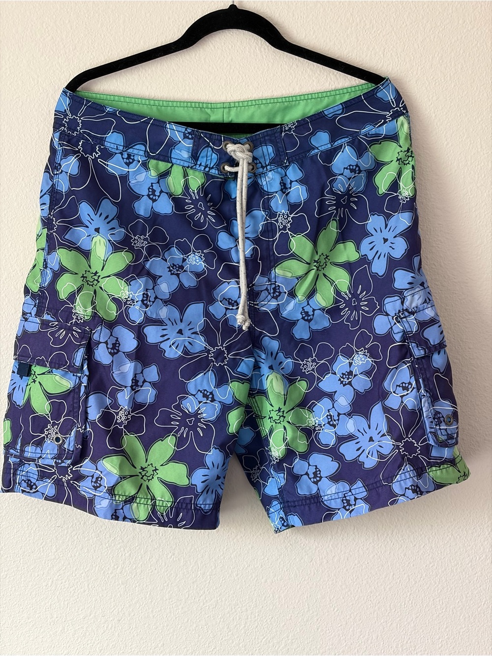 J.Crew Men’s 8 Inch Floral Blue & Green Swim Board Shorts Size 33